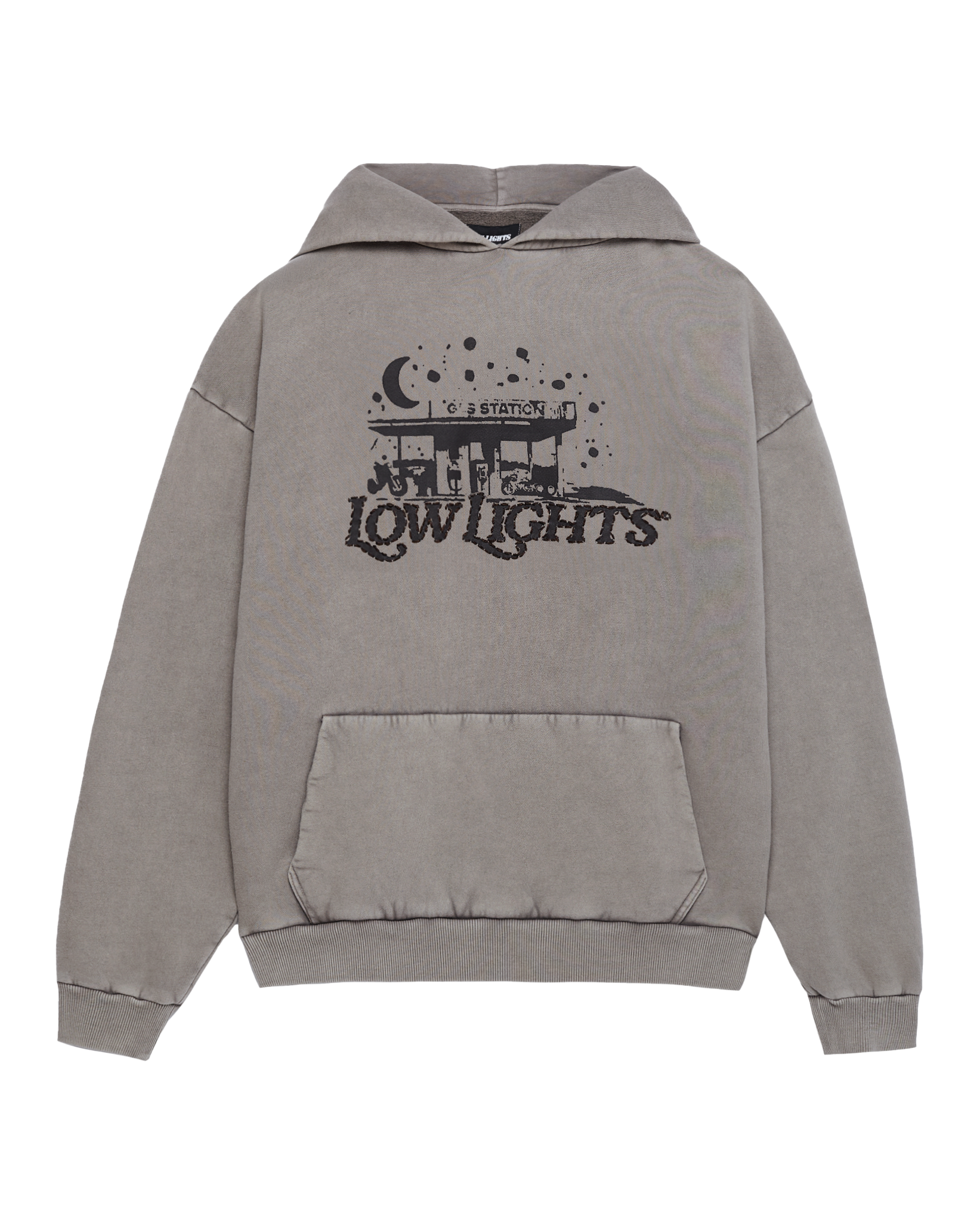 Night station hoodie asphalt acid wash